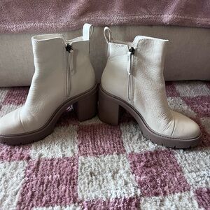 Toms Cream Heeled Boots for Women